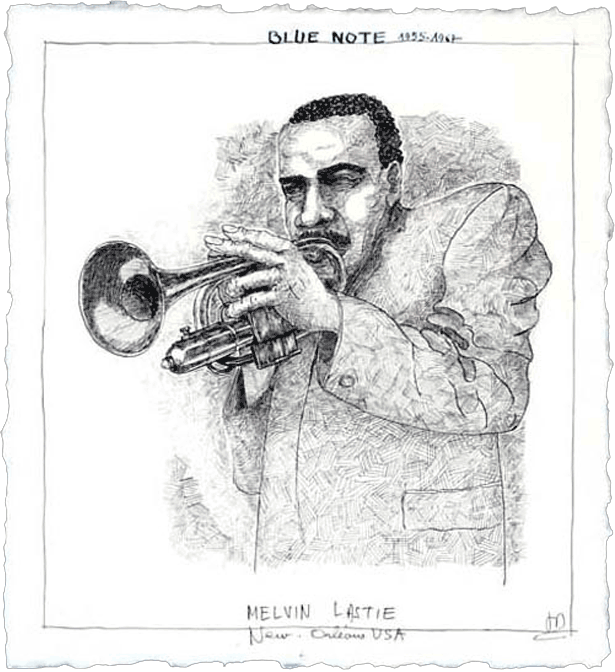 Melvin Lastie à la trompette Melvin Lastie à la trompette Dessin de Joël Dordenne