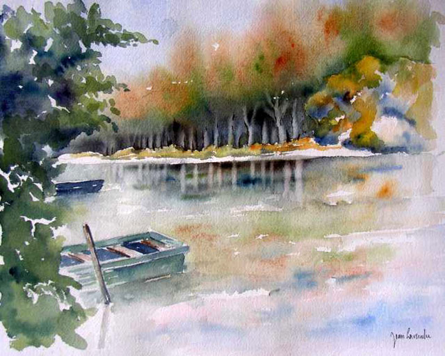 La barque. Aquarelle de Jean LAVERNHE - Chansons et Mp3