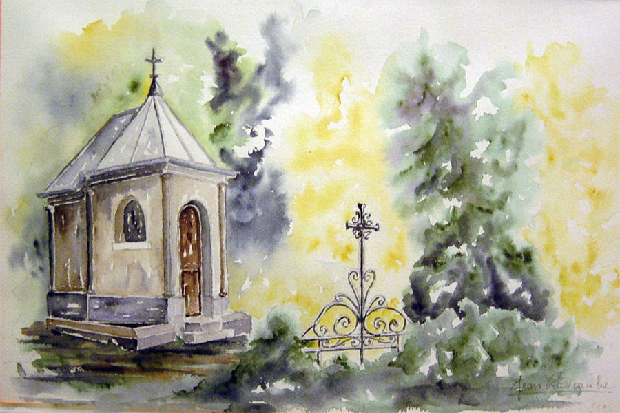 Oratoire au Pas de Calais - Aquarelle de Jean Lavernhe