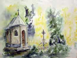 Aquarelle :L'oratoire. Technique (synth�se soustractive)