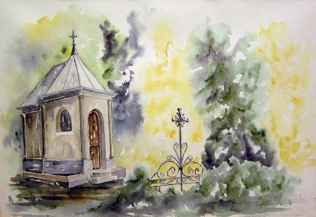 L'oratoire. Aquarelle de Jean LAVERNHE - Chansons et Mp3