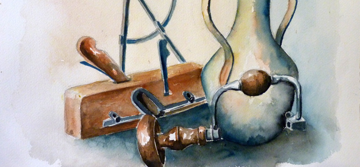 Les bons outils - Aquarelle de J. Lavernhe