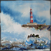 Phare breton et océan déchainé