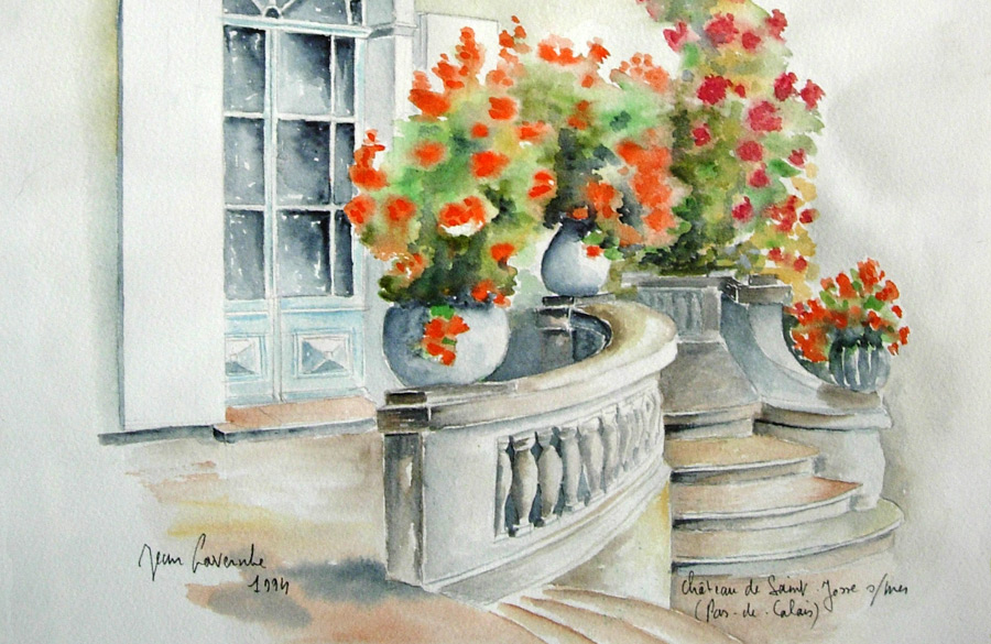 Saint Josse sur mer : Le château Paysage : Le château de Saint Josse sur mer - Aquarelle de J. Lavernhe