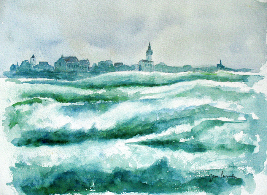 Tempête et gros tempss - Aquarelle de J. Lavernhe