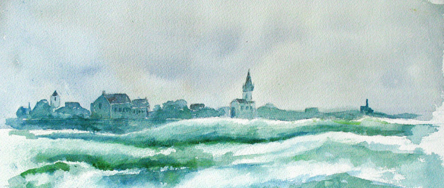 Chanson illustrée par Le gros temps - Aquarelle de J. Lavernhe