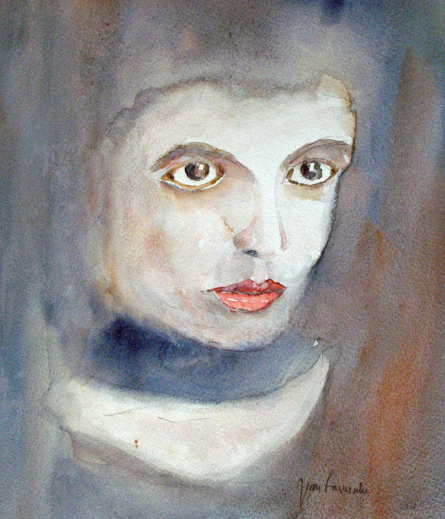 Regard de femme - Aquarelle de J. LAVERNHE Regard de femme