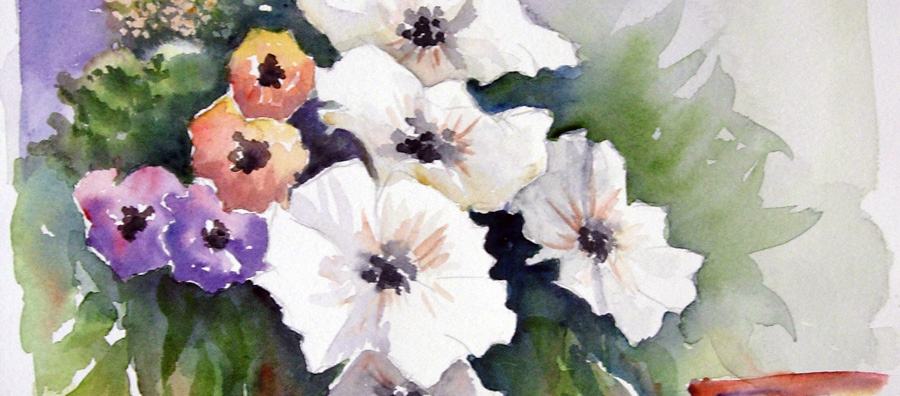 Fleurs d'amour - Aquarelle de J. Lavernhe