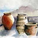 L'aquarelle anglaise : Poterie à Sifnos