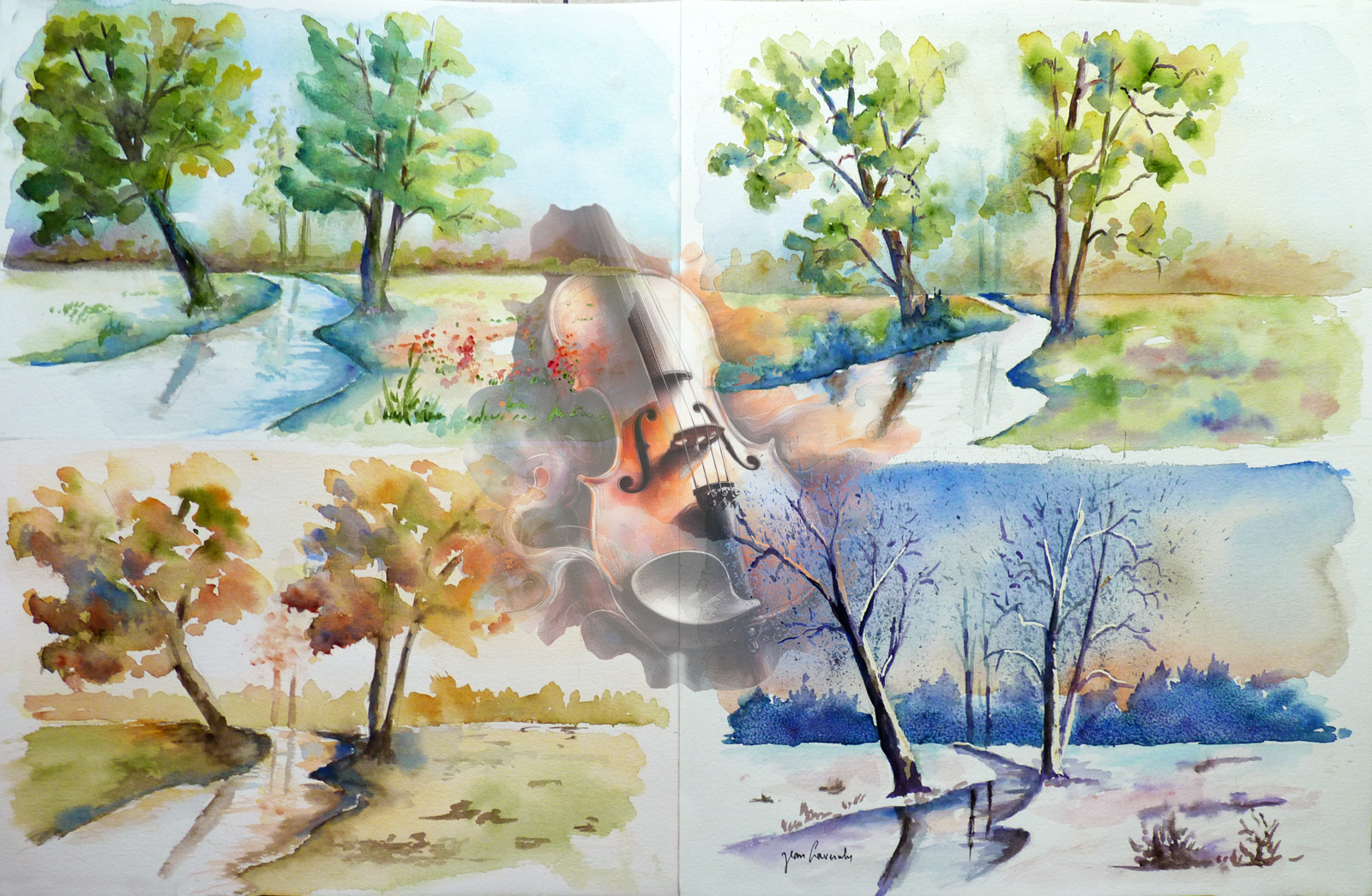La valse des saisons (valse à 4 temps) La valse des saisons (valse à 4 temps) - Aquarelle de J. LAVERNHE