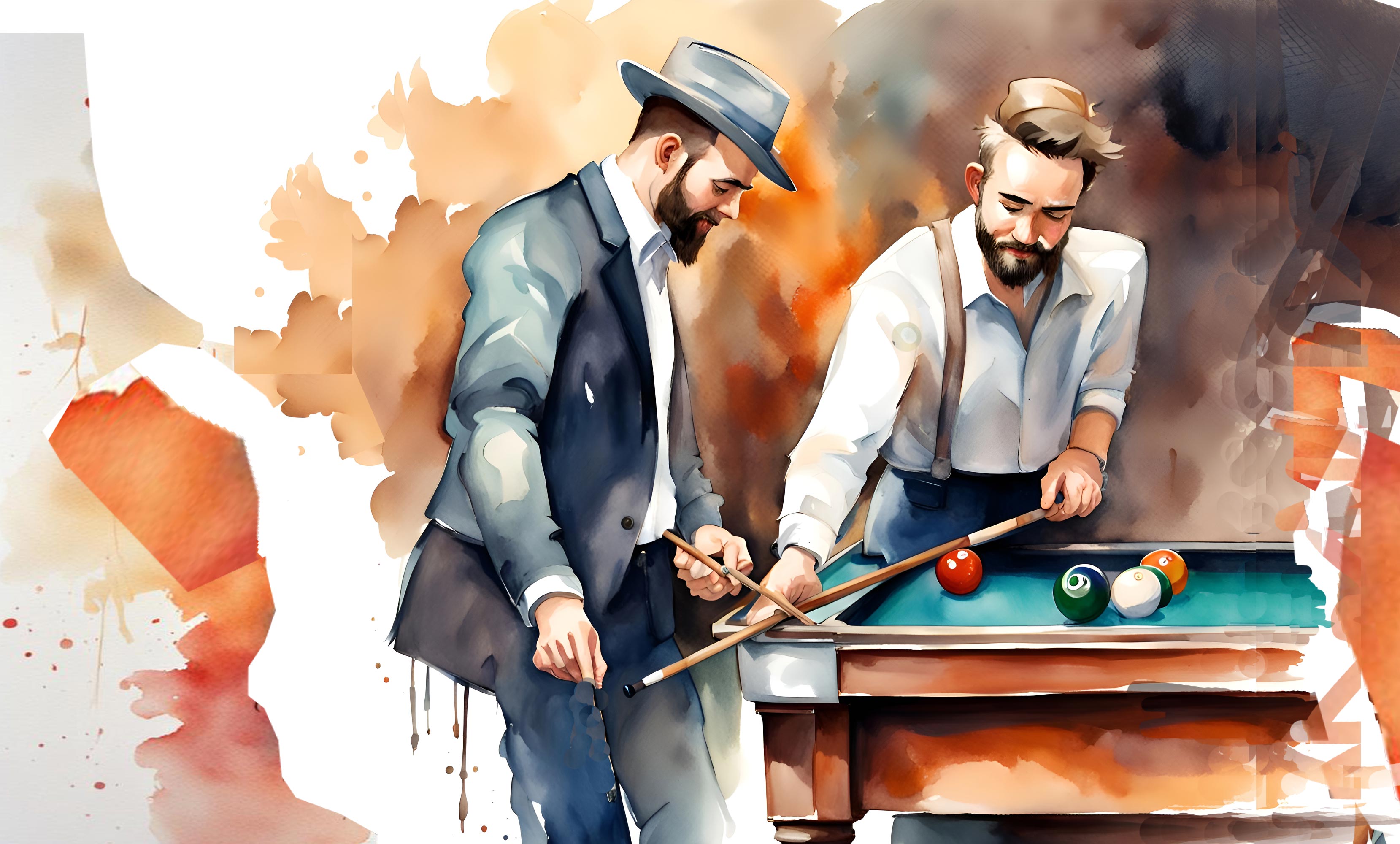 Partie de billard Partie de billard - Création AI - Montage B. LAVERNHE