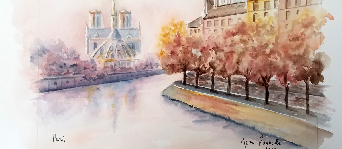 La Seine - Aquarelle de J. Lavernhe