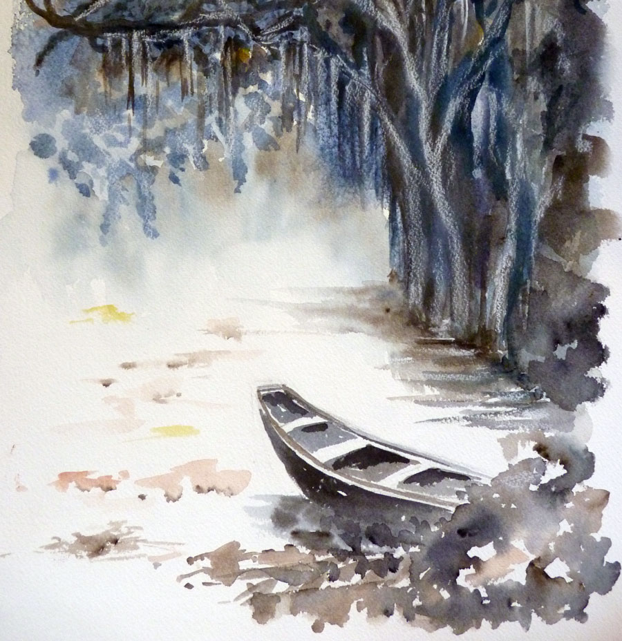 Le marais Poitevin - Aquarelle de J. Lavernhe Le marais Poitevin