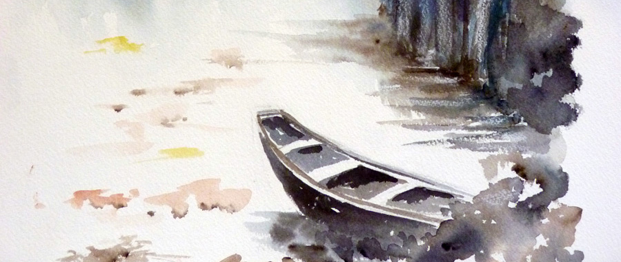 Le marais Poitevin - Aquarelle de J. Lavernhe