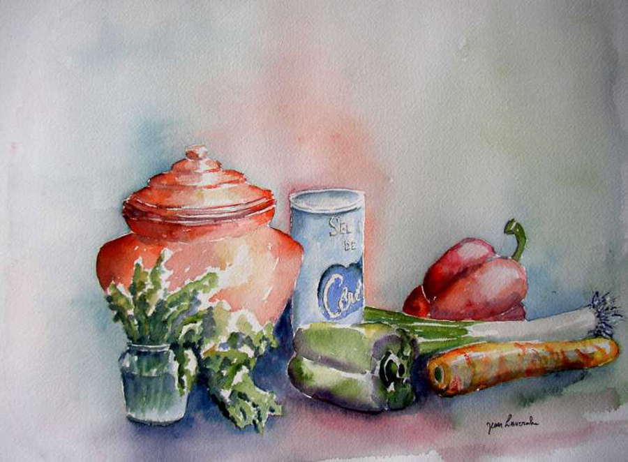 Parfum de cuisine - Aquarelle de J. Lavernhe Parfum de cuisine