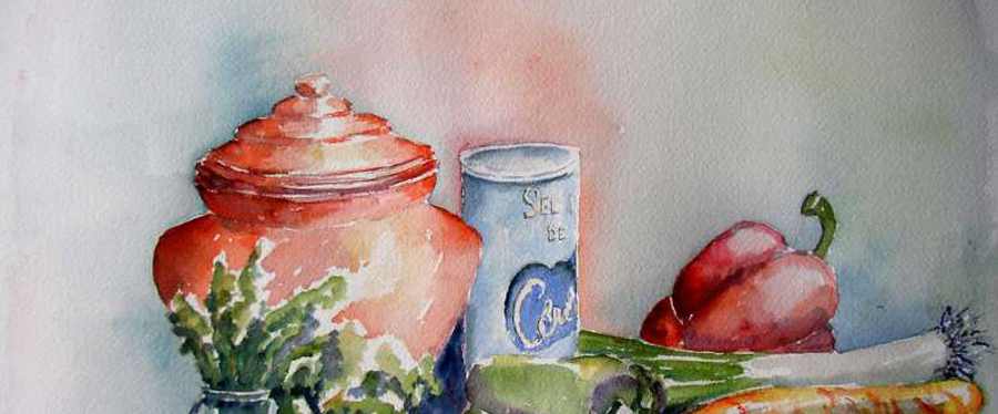 Parfum de cuisine - Aquarelle de Jean Lavernhe