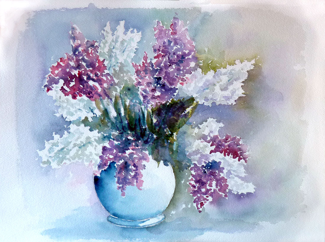 Couleurs lilas - Aquarelle de J. Lavernhe Couleurs lilas