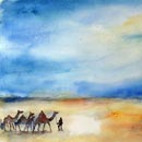 Aquarelle : Traversée du Sahara