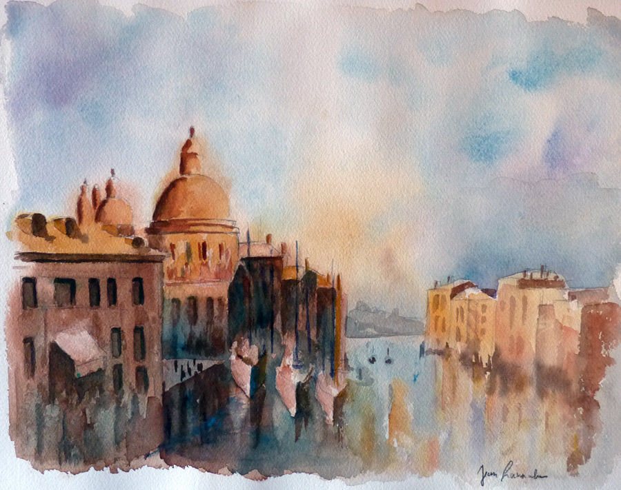 Venise, ville éternelle - Aquarelle de J. Lavernhe Venise, ville éternelle