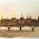 Aquarelle : Pont des arts - Chansons et Mp3