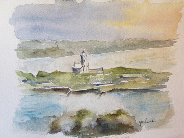 Maison en Bretagne. Aquarelle de J.LAVERNHE