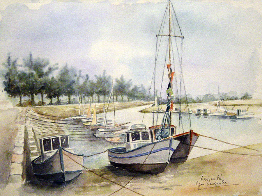 Le chenal d'Ars en Ré Le chenal d'Ars en Ré - Aquarelle de Jean Lavernhe