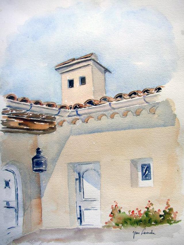 Mas de Provence - Aquarelle de Jean Lavernhe