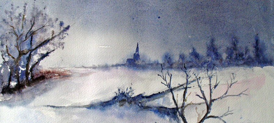 Grisaille d'un paysage d'hiver