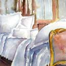 Aquarelle : Le lit