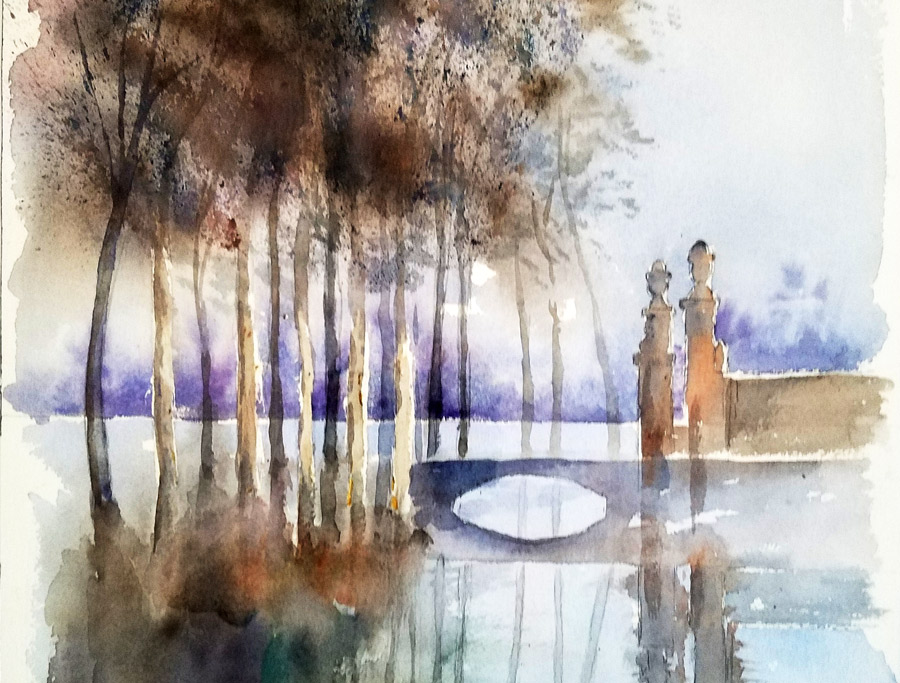 Parfums d'automne et champignons Parfums d'automne et champignons - Aquarelle de Jean Lavernhe