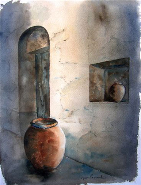 Lumière du soir à Sifnos - Aquarelle de Jean Lavernhe