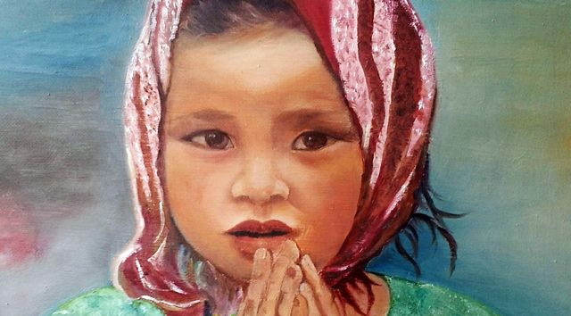 Regard d'enfant - Peinture de Micha