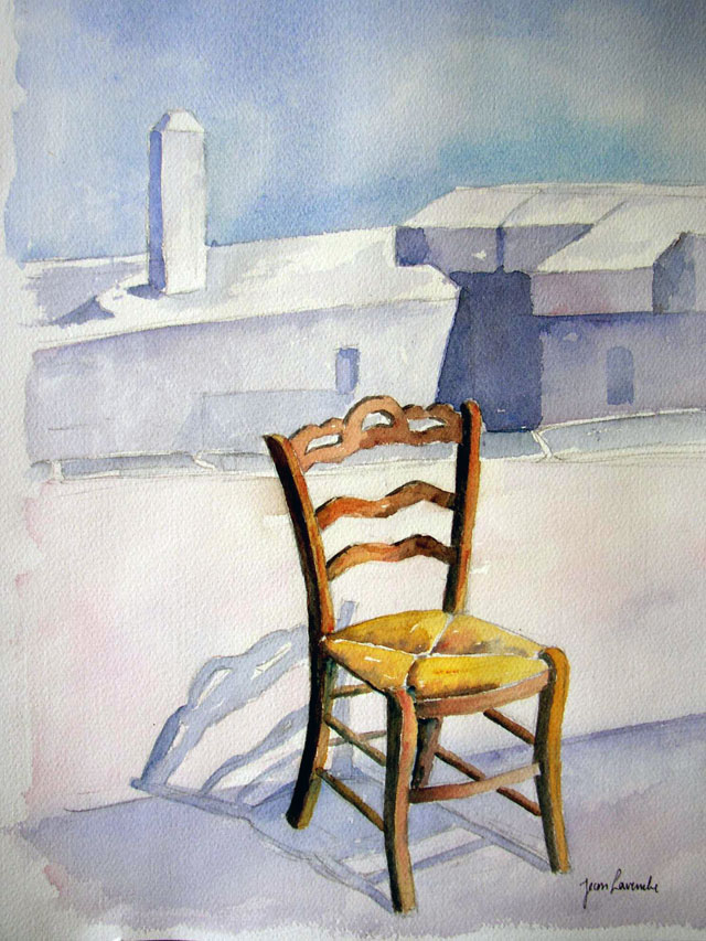 La chaise vide - Aquarelle de J. Lavernhe