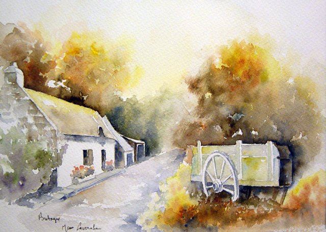 La bretagne - Aquarelle de J.LAVERNHE