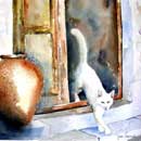 Aquarelle de J. Lavernhe : Le chat - Chansons et Mp3