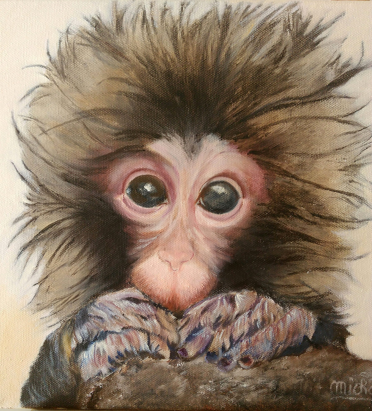 Lire dans les yeux... d'un singe? - Peinture de Micha