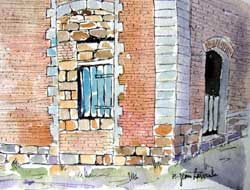 'Le vieux mur'. www.chanson-libre.net est illustr� par les aquarelles de J. LAVERNHE