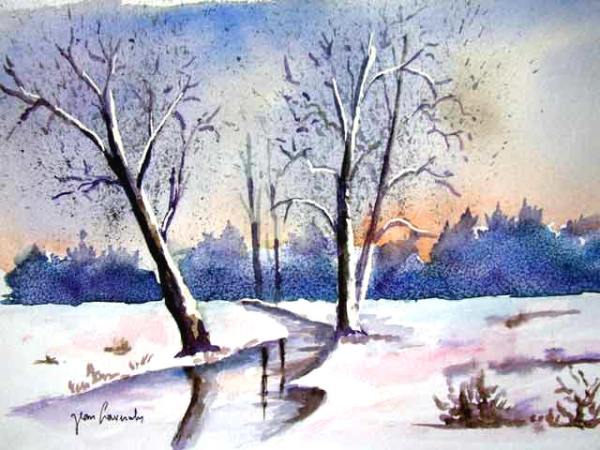 Paysage hivernal ( Aquarelle de J. Lavernhe illustrant 'Chanson Libre')