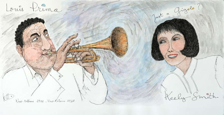 Louis Prima et Keely Smith - Dessin de Joël Dordenne