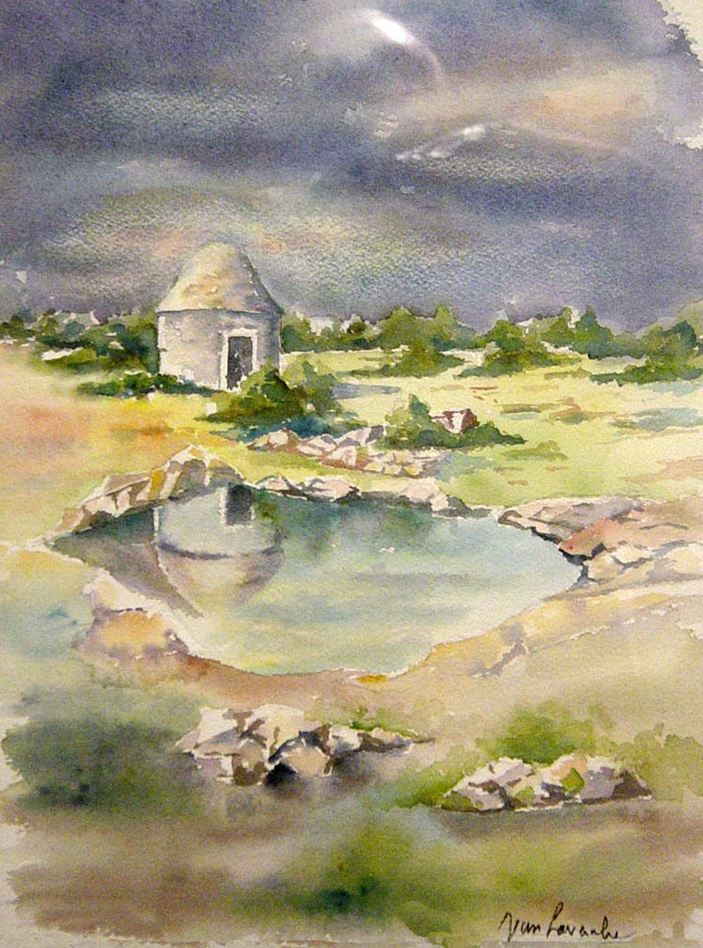 Gariotte sur le Causse du Quercy - Aquarelle de J. Lavernhe