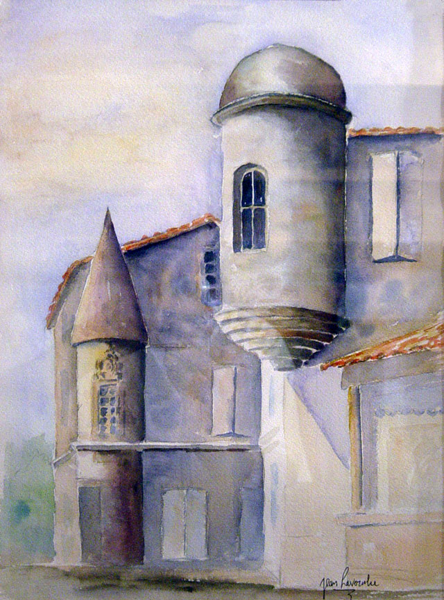 La maison du Sénéchal à l'ile de Ré - Aquarelle de J. Lavernhe