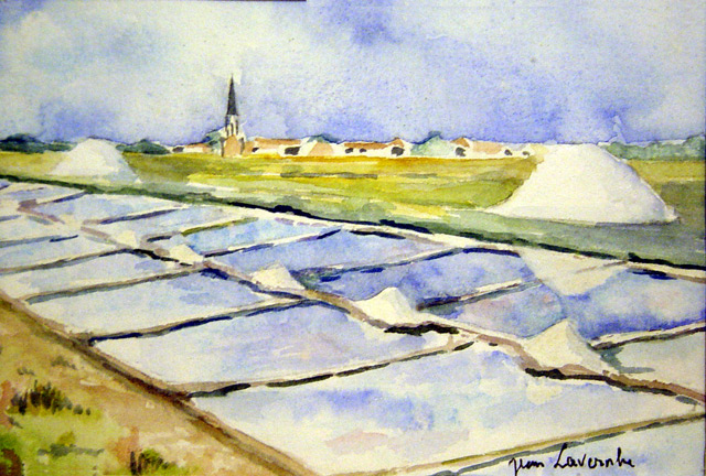 « Les marais salant de l'ile de Ré » - Aquarelle de J. Lavernhe. Les Marais salants - Ile de Ré.Aquarelle de Jean LAVERNHE - Chansons et Mp3