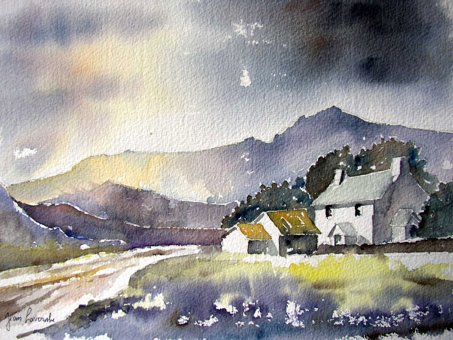 Le crépuscule tourmenté - Aquarelle de J. Lavernhe