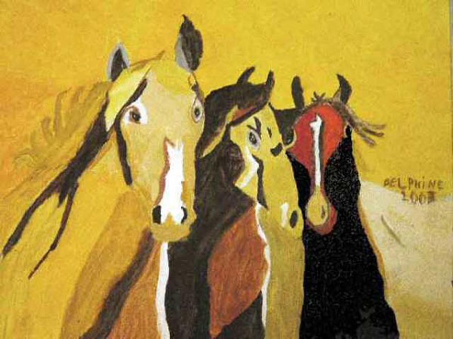 LLes chevaux Les chevaux - Aquarelle de J. Lavernhe
