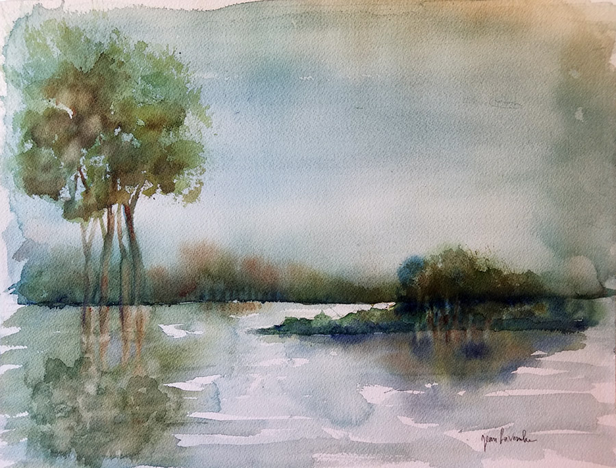 Les étangs de Hollande Les étangs de Hollande - Aquarelle de J. Lavernhe