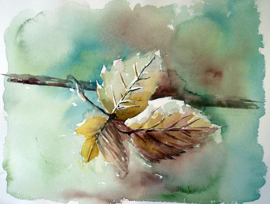 Feuillage aux couleurs de l'automne Feuillage aux couleurs de l'automne - Aquarelle de J. Lavernhe
