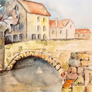 Aquarelle :Le pont romain