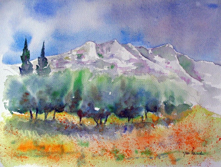 La Provence et sa Montagne Sainte Victoire Montagne Sainte Victoire - Aquarelle de J. Lavernhe