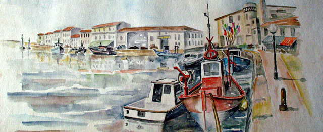 Saint Martin de Ré - Aquarelle de J. LAVERNHE