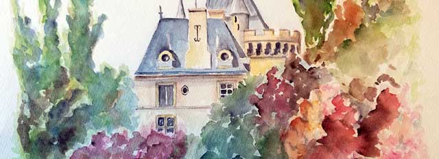 Bourges, la vieille ville - Aquarelle de Jean LAVERNHE